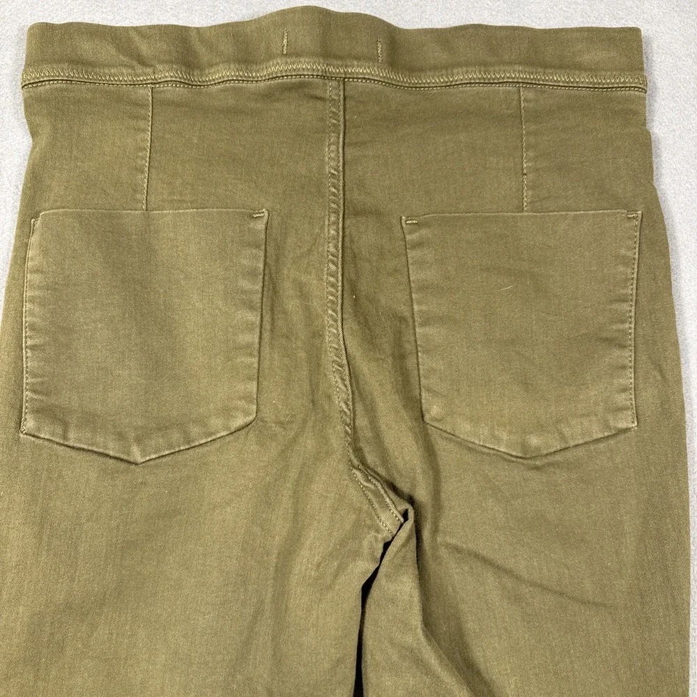 Free People Pull On Jeans Womens 29x26 Olive Green Skinny Leg Raw Hem Stretchy